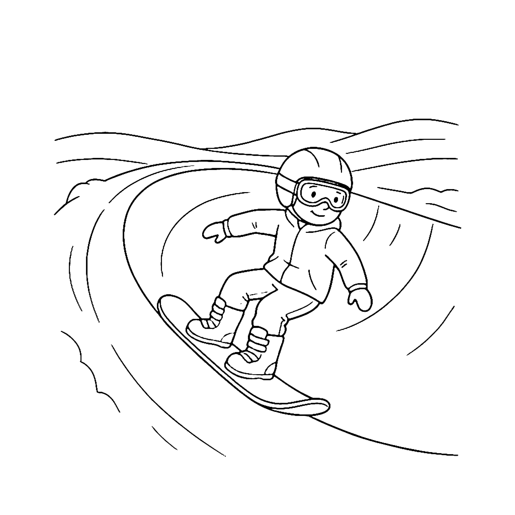 Snowboard Halfpipe coloring page outline