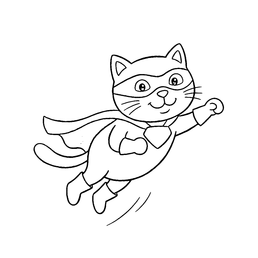 Superhero Cat coloring page: Superhero Cat Leap, outline to print