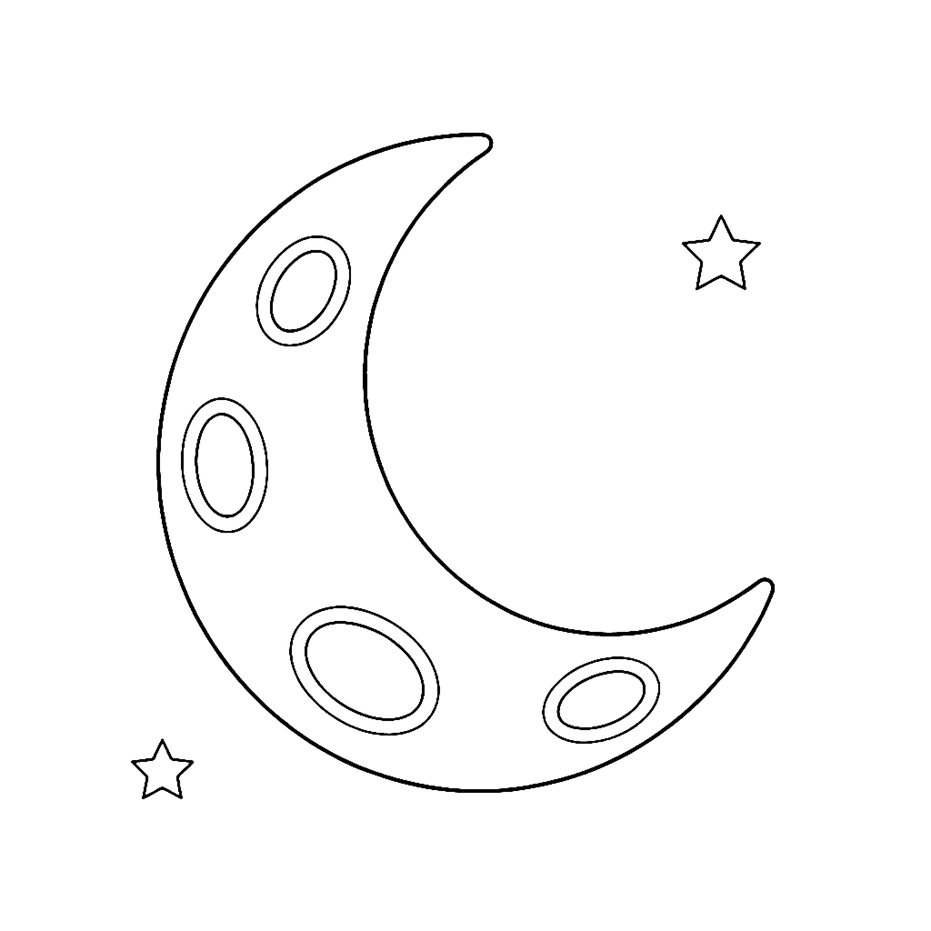 Moon coloring page: Moon Crater, outline to print