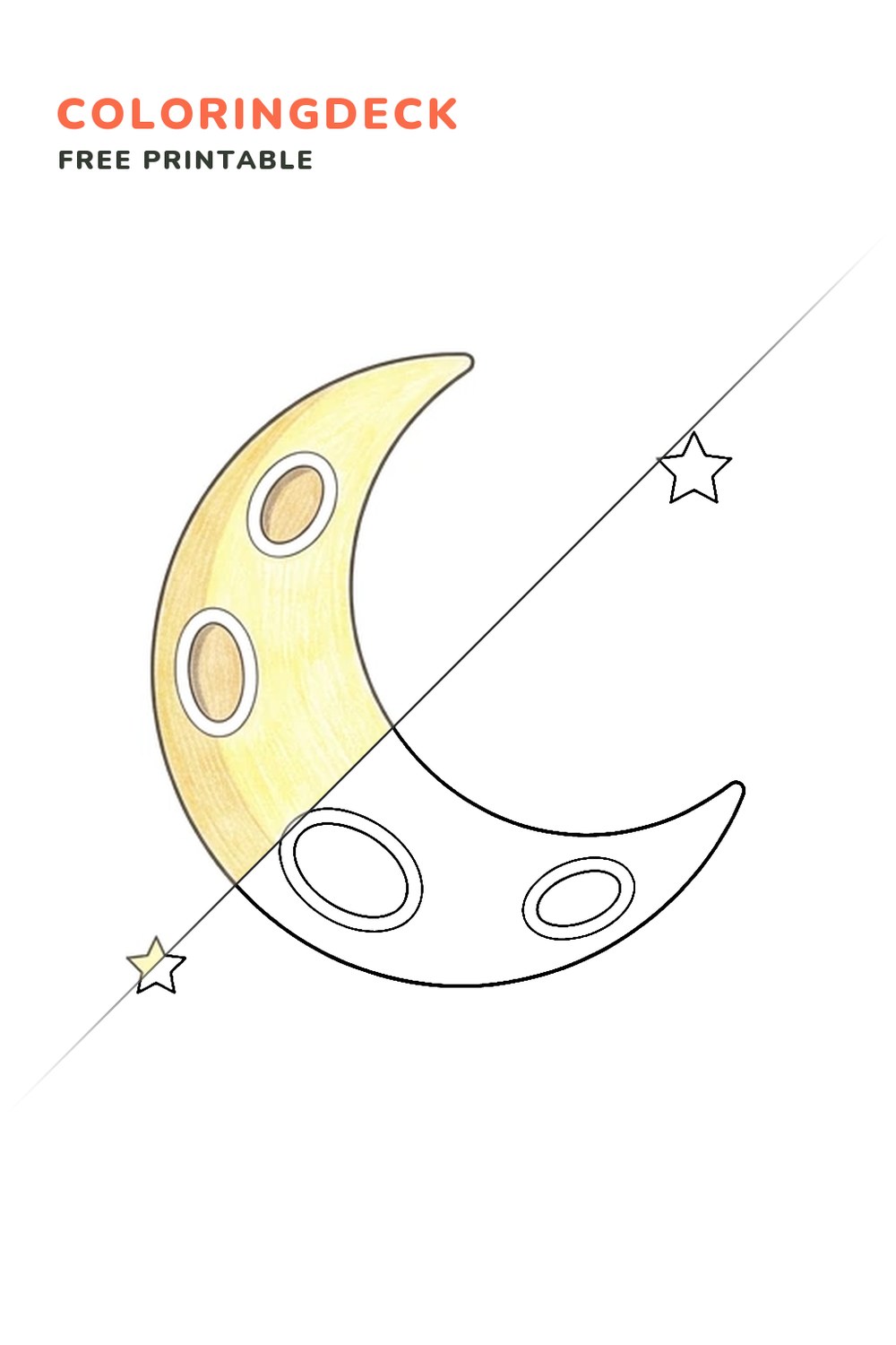Moon Crater coloring page, free printable: half colored, half outline