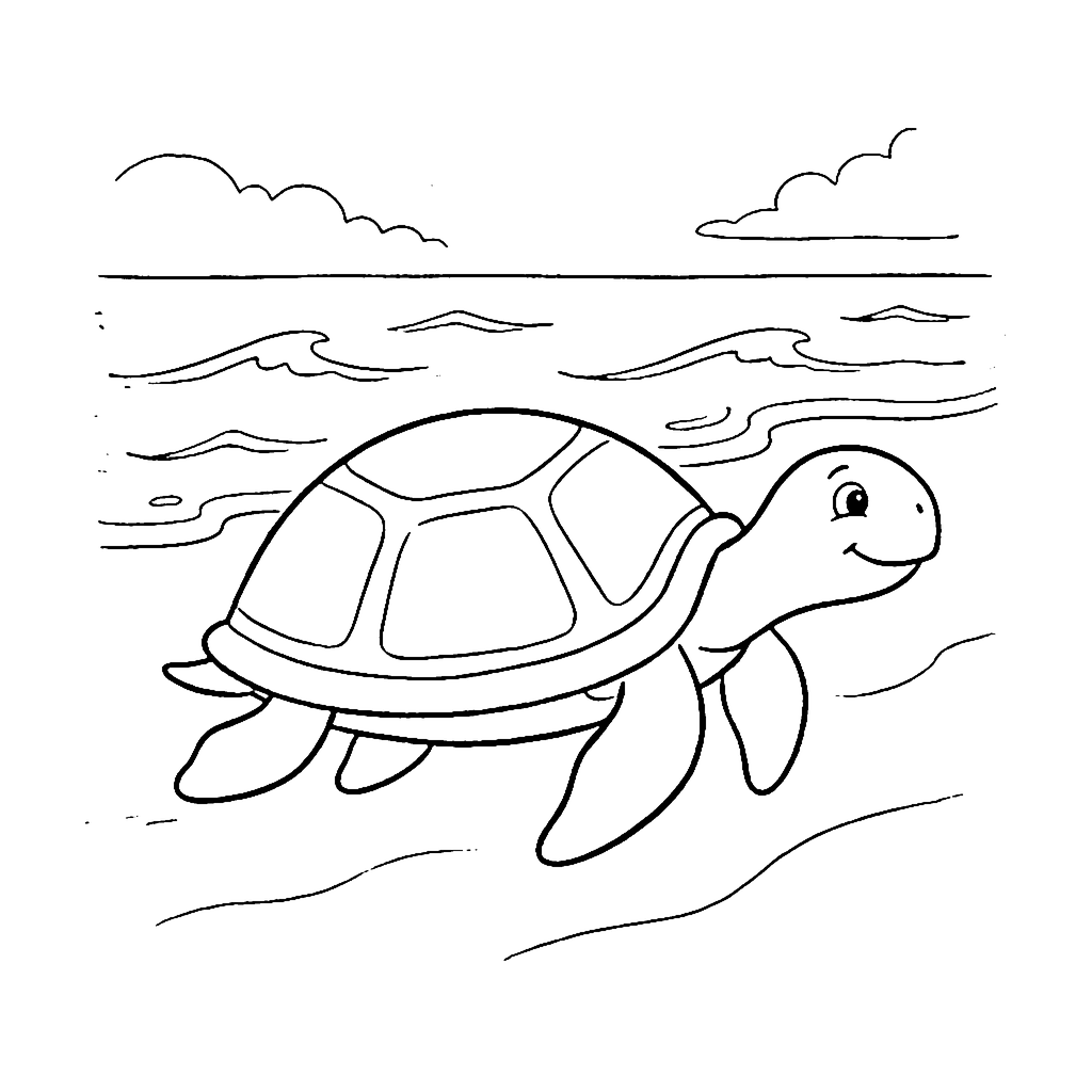Turtle Beach Walk coloring page outline