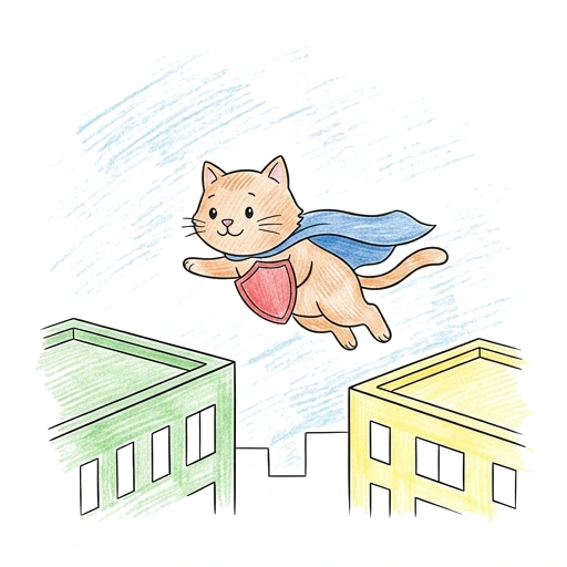 Caped Cat Leap, colored example