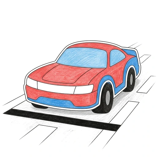 Sports Car coloring page: Racing Car Starting Line, colored example