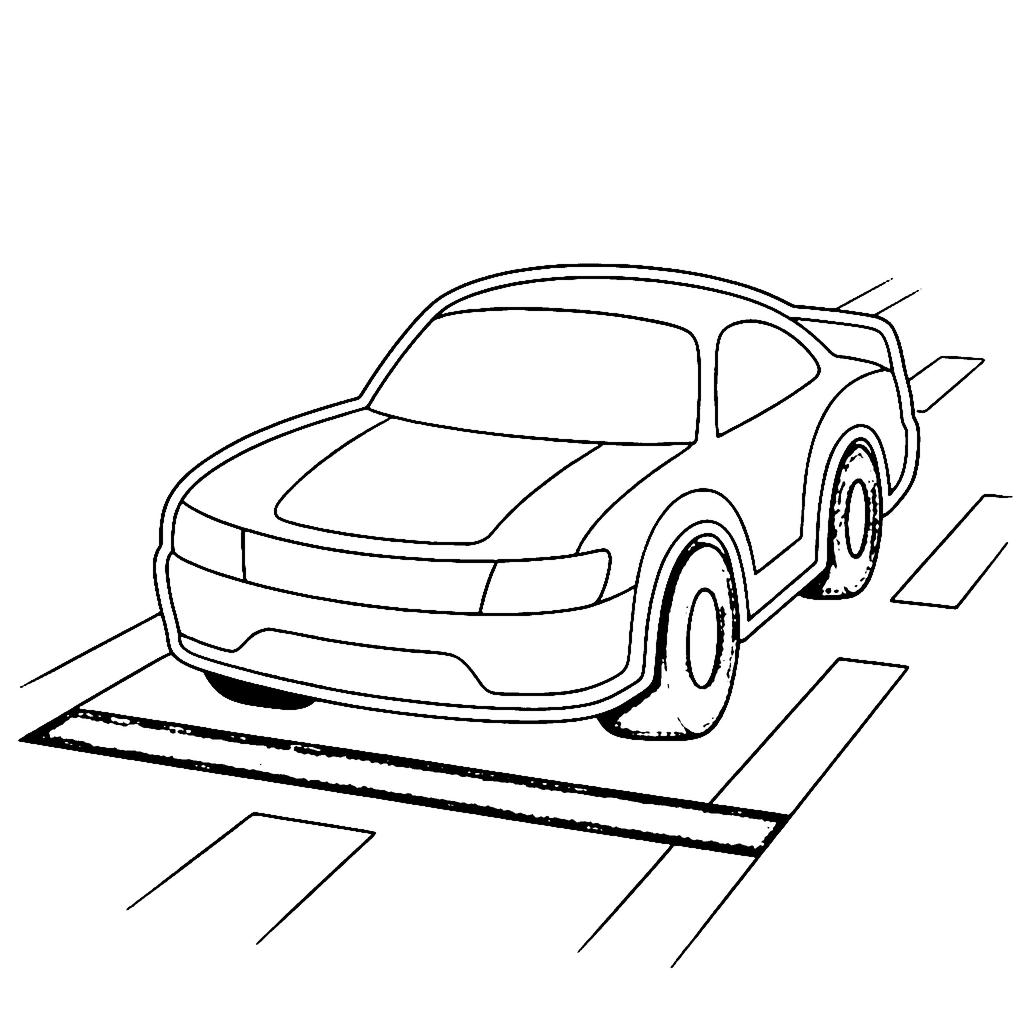Sports Car coloring page: Racing Car Starting Line, outline to print