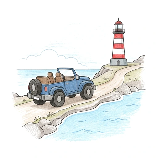 Jeep Lighthouse Road, colored example