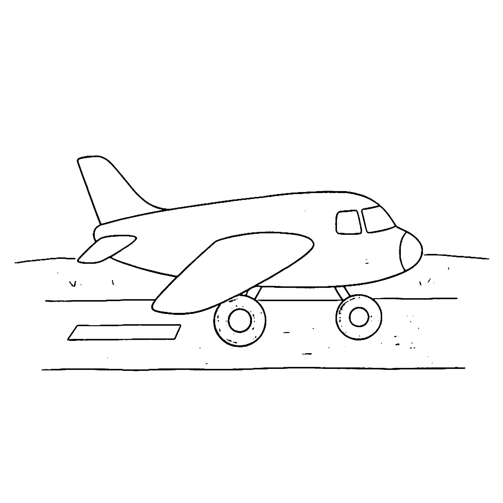 Airplane coloring page: Airplane Runway Roll, outline to print