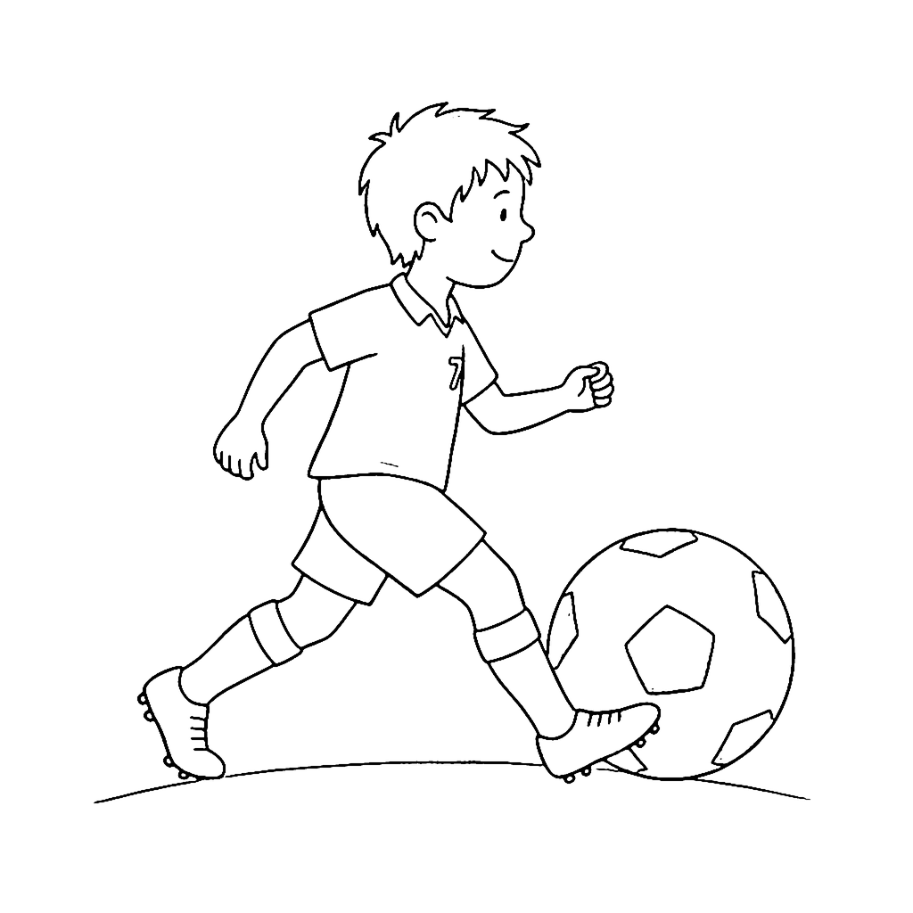 Soccer Player coloring page: Dribbling Player, outline to print