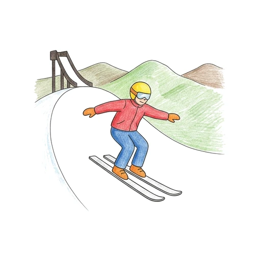 Ski Jump Landing, colored example