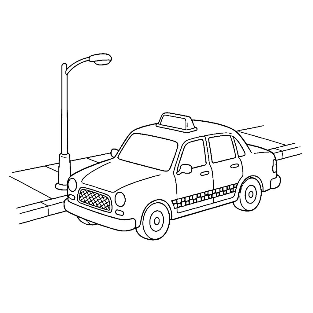 Yellow Taxi coloring page outline