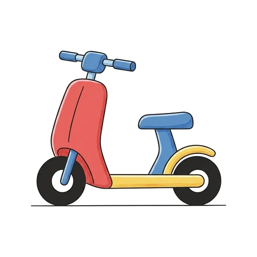 Scooter coloring page: Scooter Side View, colored example