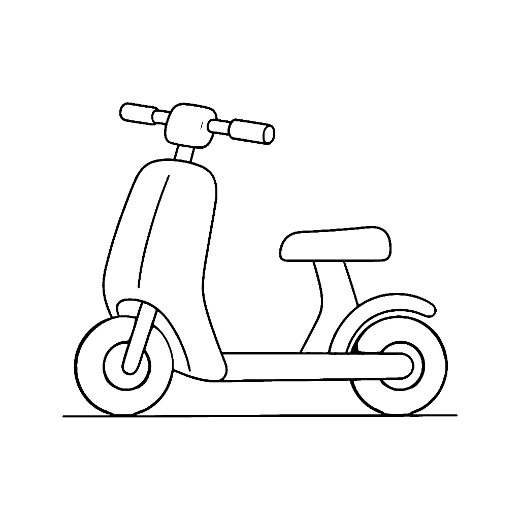 Scooter coloring page: Scooter Side View, outline to print