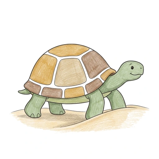 Tortoise coloring page: Tortoise Sand Crossing, colored example