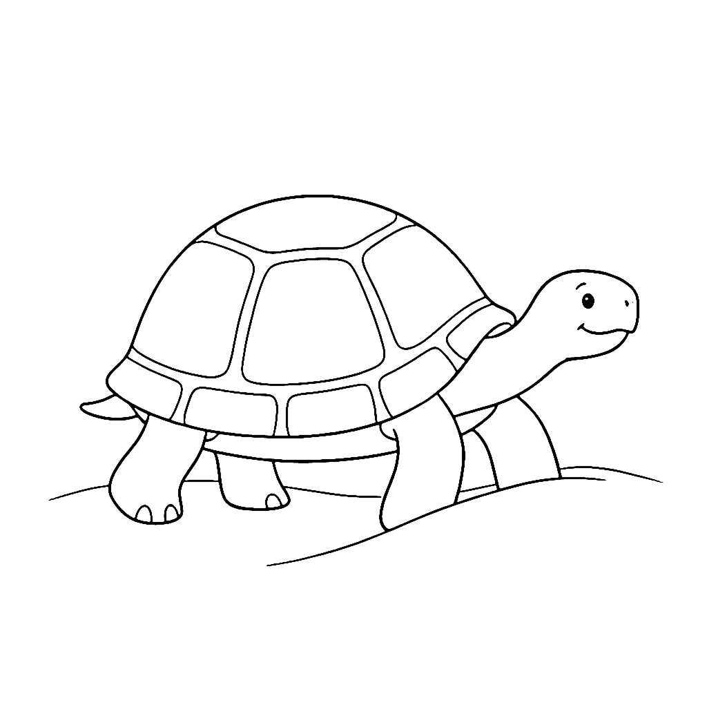 Tortoise coloring page: Tortoise Sand Crossing, outline to print