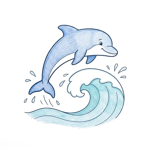 Dolphin Wave Leap, colored example