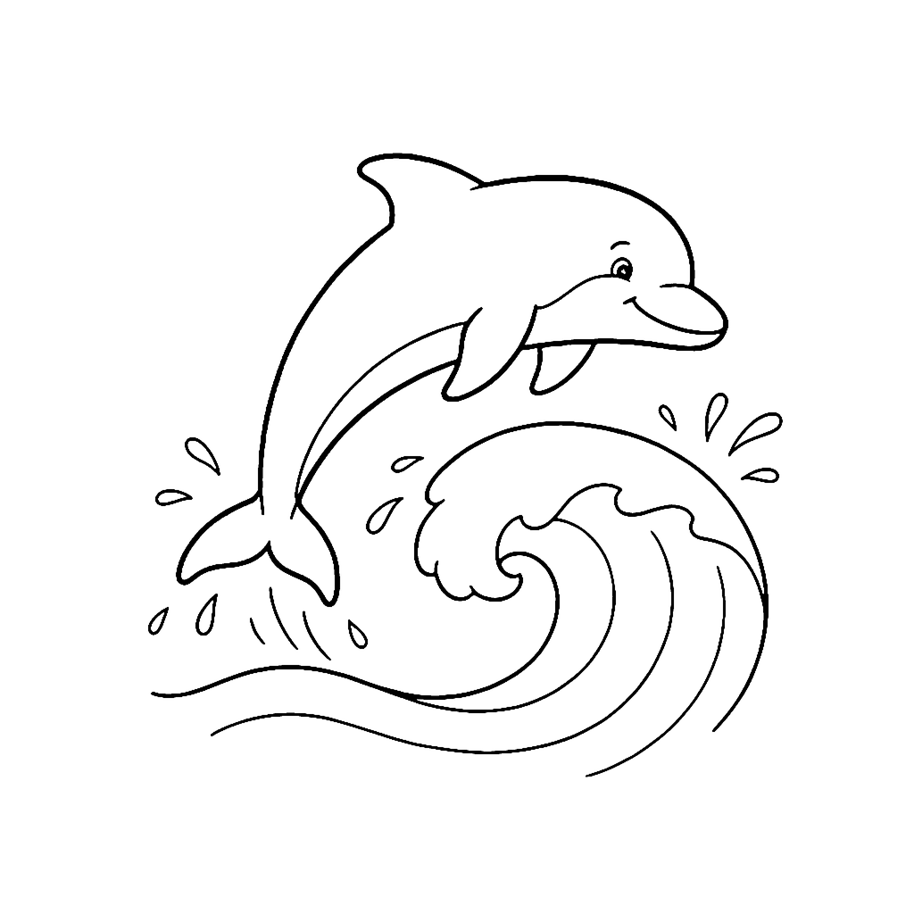 Dolphin Wave Leap coloring page outline