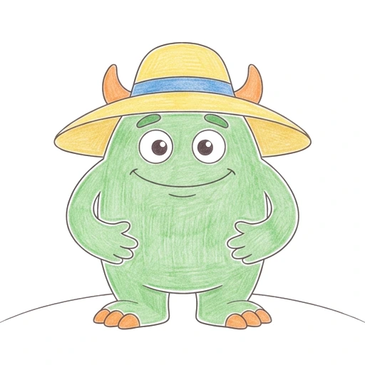 Monster coloring page: Monster Garden Hat, colored example