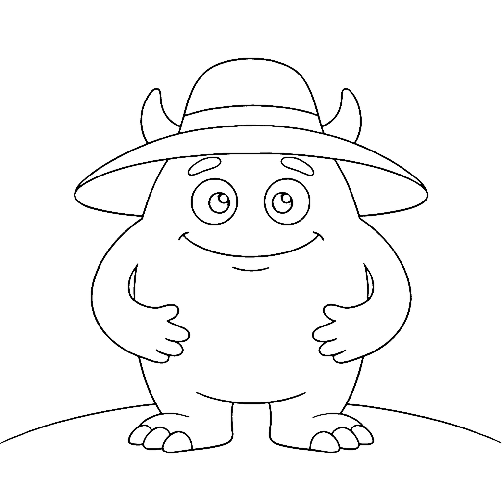 Monster coloring page: Monster Garden Hat, outline to print