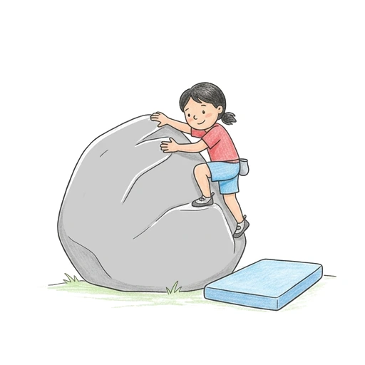Climber coloring page: Boulder Mantle Move, colored example