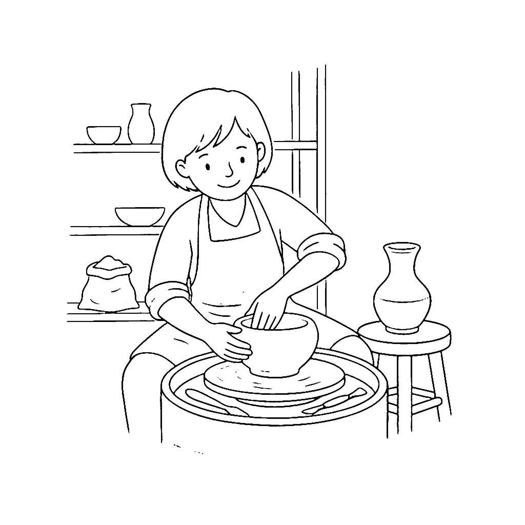 Potter Wheel Studio coloring page outline