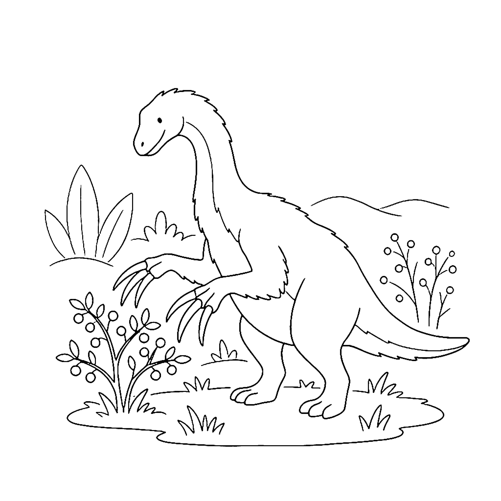 Therizinosaurus Berry Reach coloring page outline