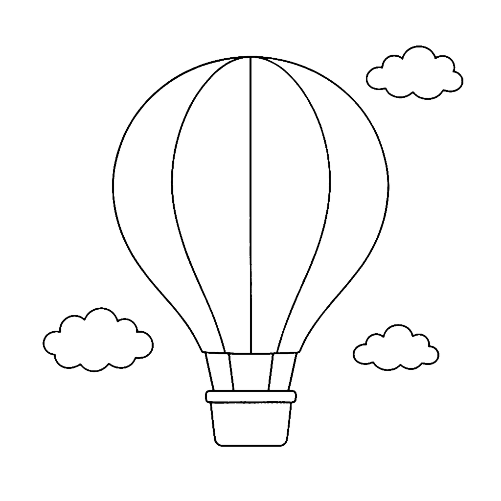 Hot Air Balloon coloring page: Big Hot Air Balloon, outline to print