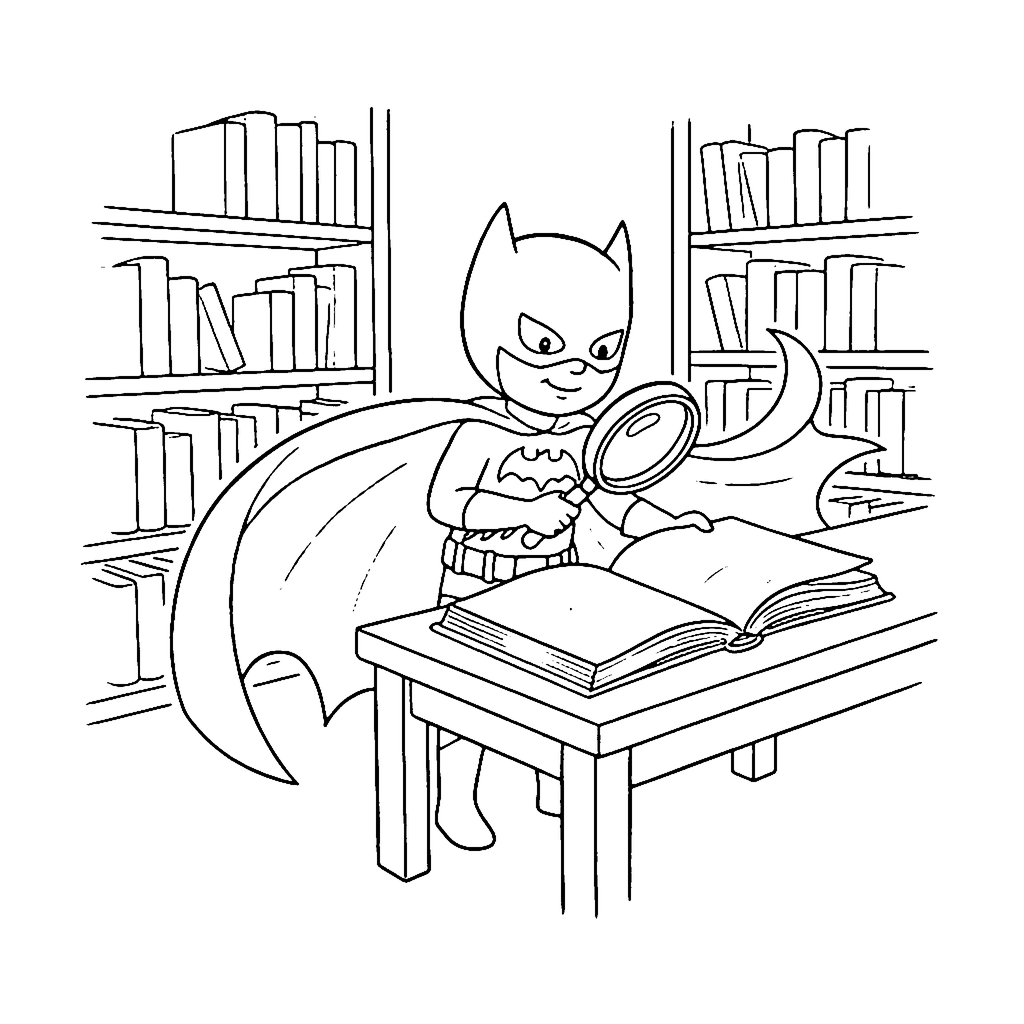 Bat Hero Library coloring page outline