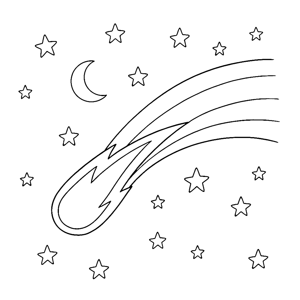 Comet Across Space coloring page outline