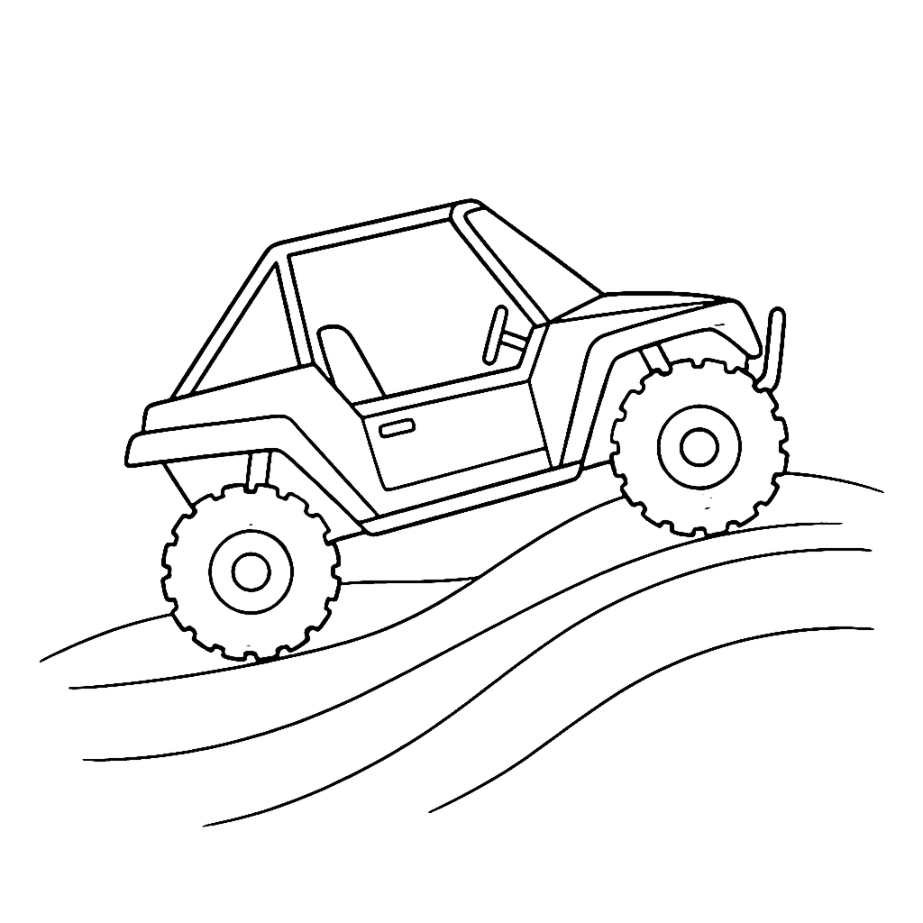 Dune Buggy coloring page: Dune Buggy Climb, outline to print