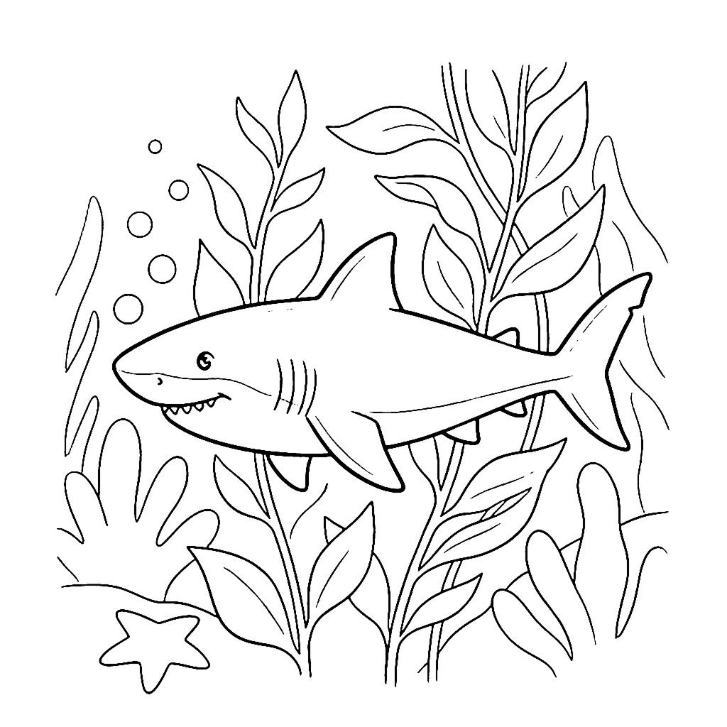 Shark Kelp Glide coloring page outline