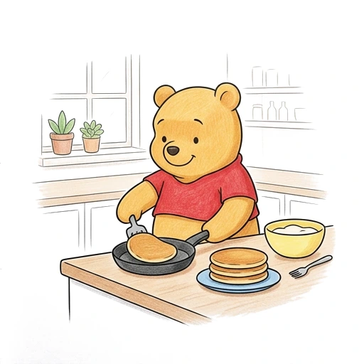 Bear Pancake Breakfast, colored example
