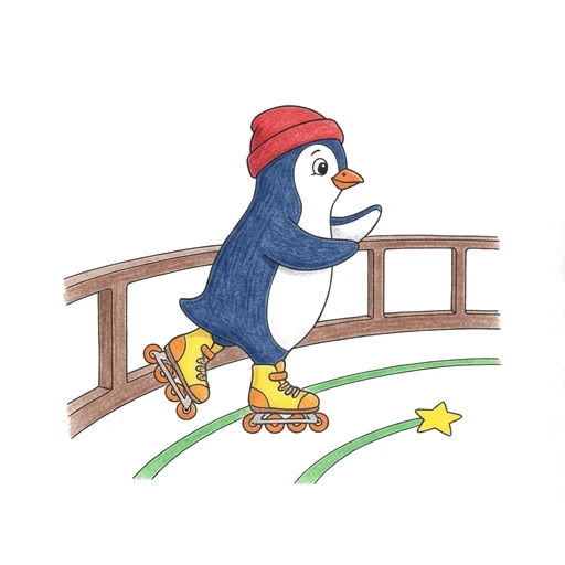 Penguin Skate Lesson, colored example