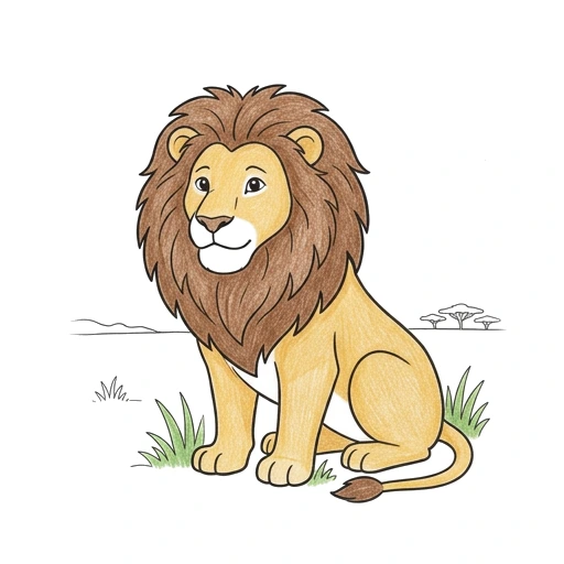 Lion Mane Portrait, colored example