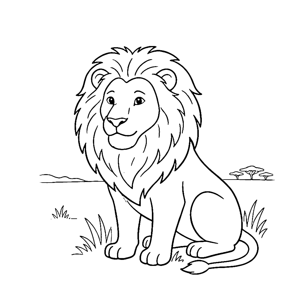 Lion Mane Portrait coloring page outline