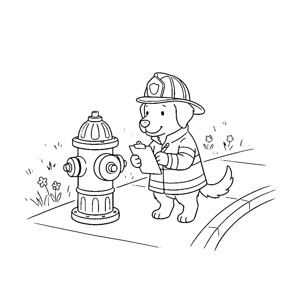 Hydrant Check Dog coloring page outline