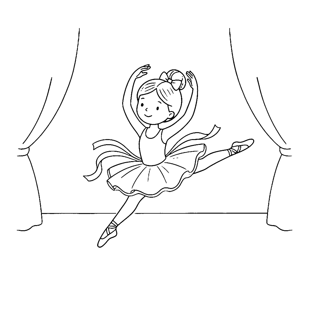 Ballet Spotlight Leap coloring page outline