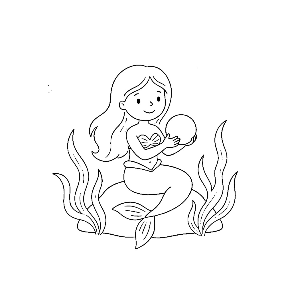 Mermaid Pearl Cove coloring page outline