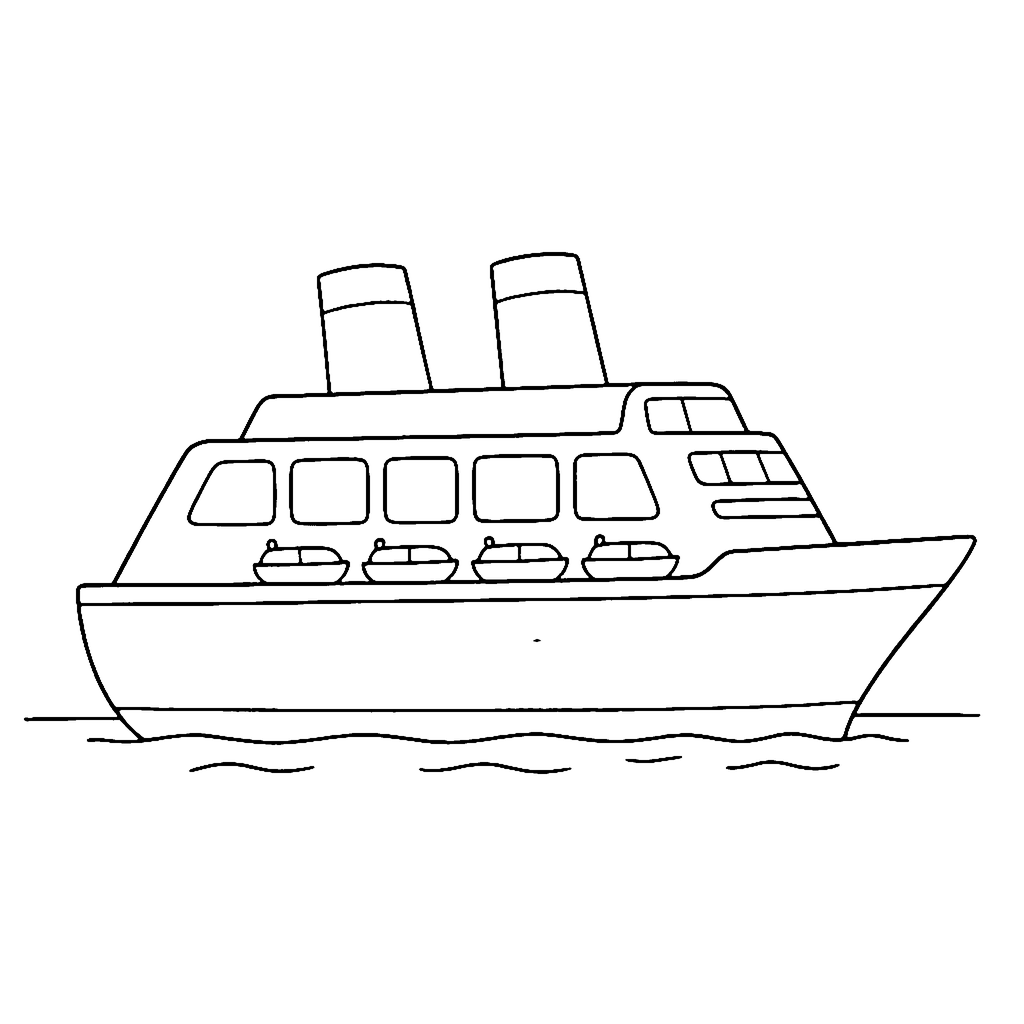 Cruise Ship coloring page: Big Cruise Ship, outline to print