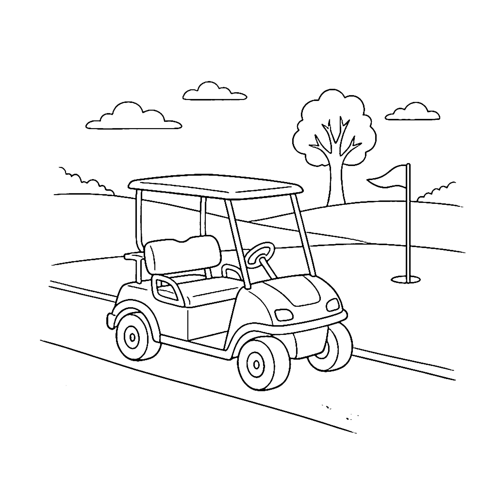 Windy Golf Cart coloring page outline