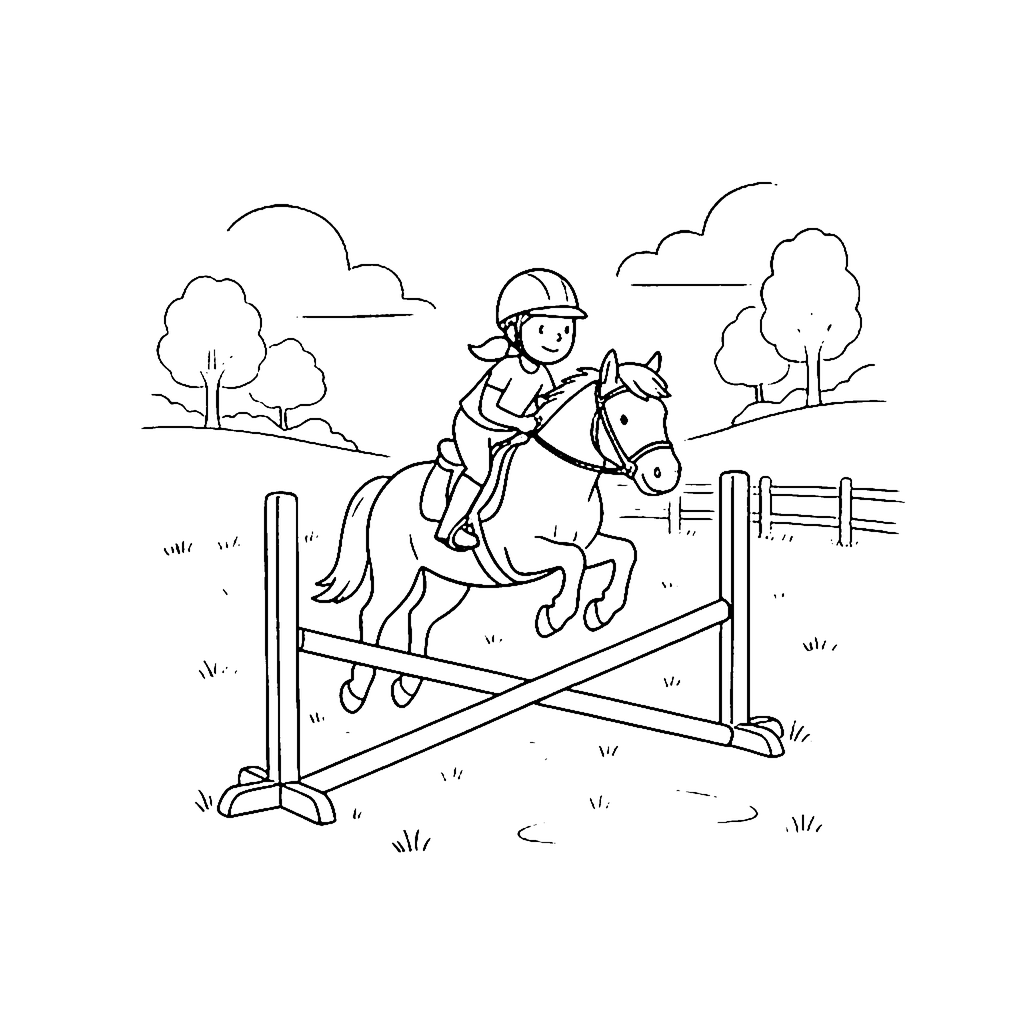Pony Club Jump coloring page outline