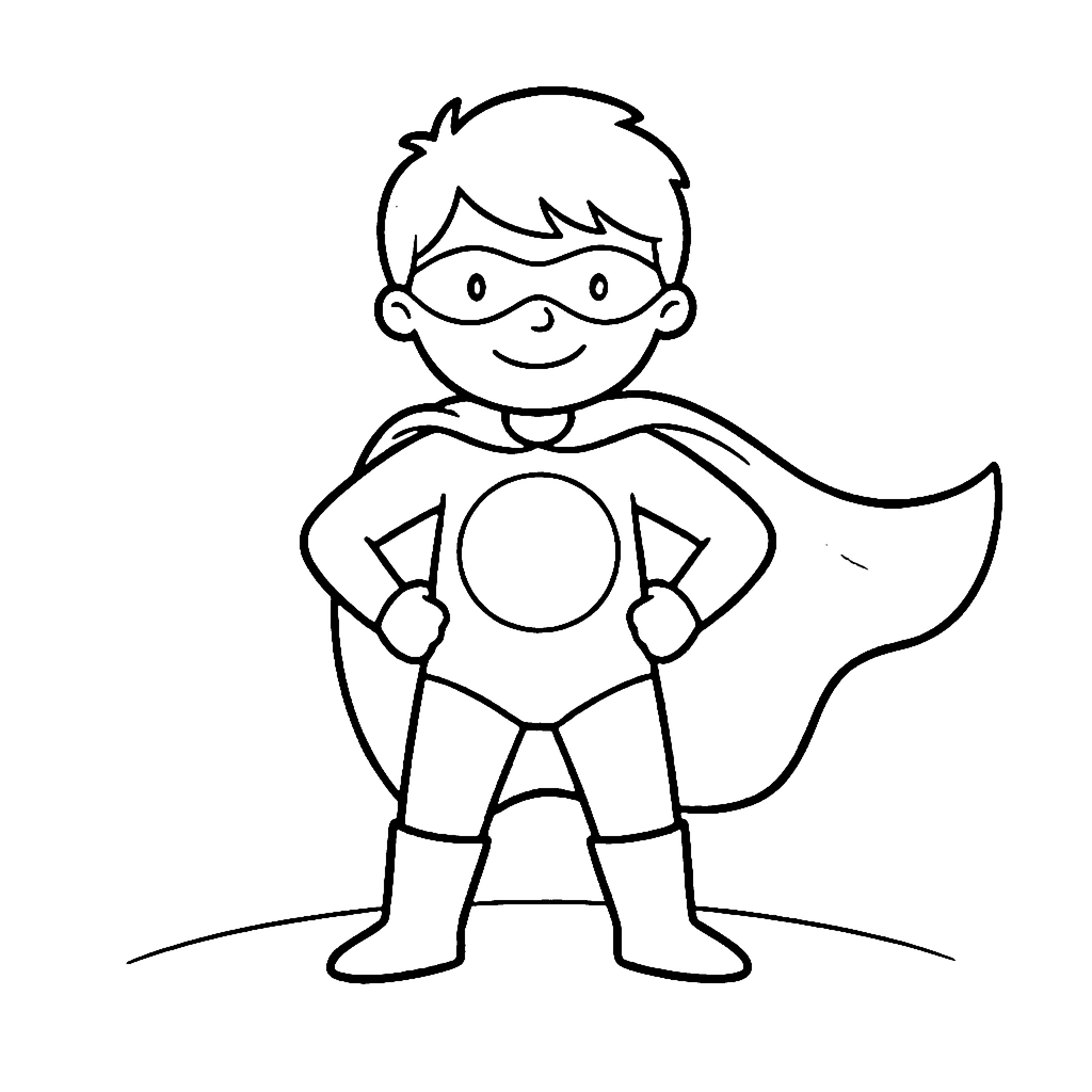 Superhero coloring page: Cape Hero Pose, outline to print