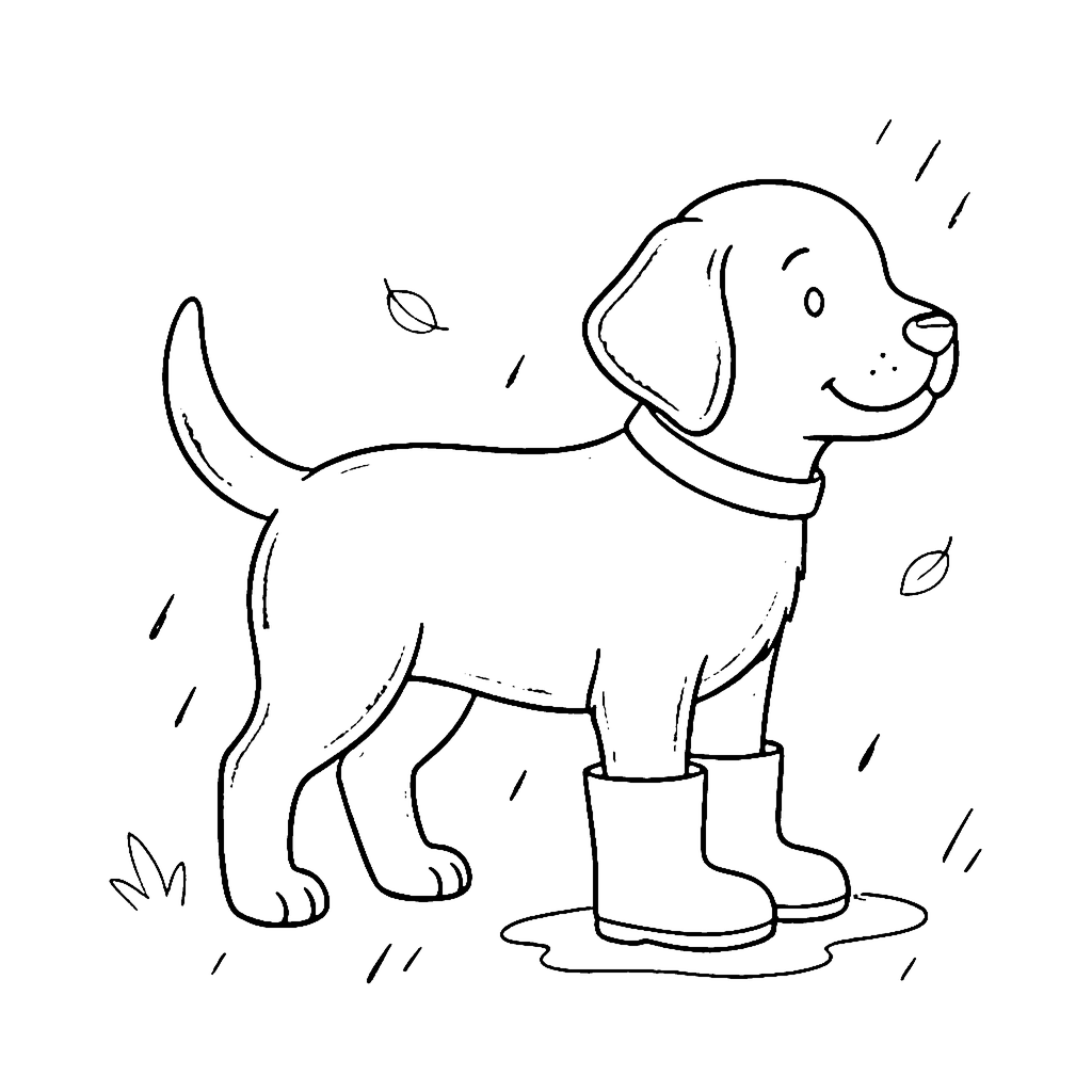 Puppy coloring page: Puppy In Boots, outline to print