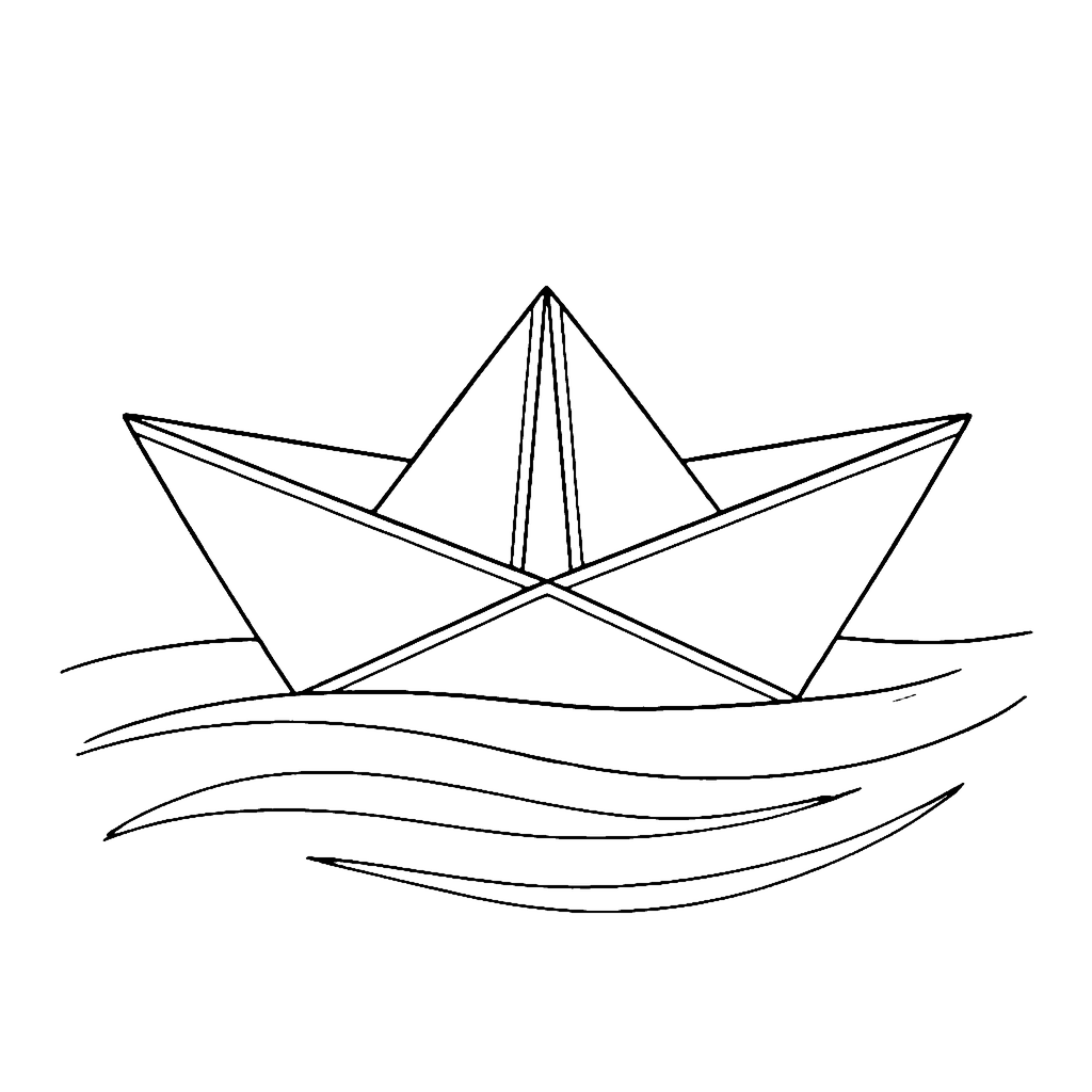 Paper Boat coloring page: Sailing Paper Boat, outline to print
