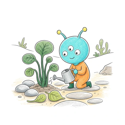 Alien Garden Tending, colored example