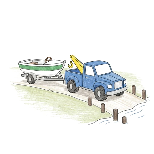 Tow Truck Boat Haul, colored example