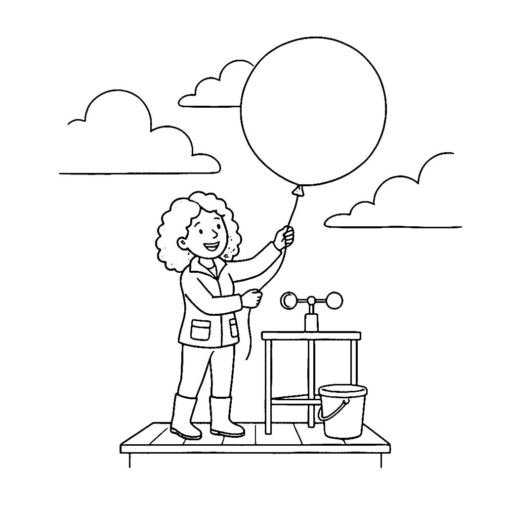 Weather Balloon Launch coloring page outline