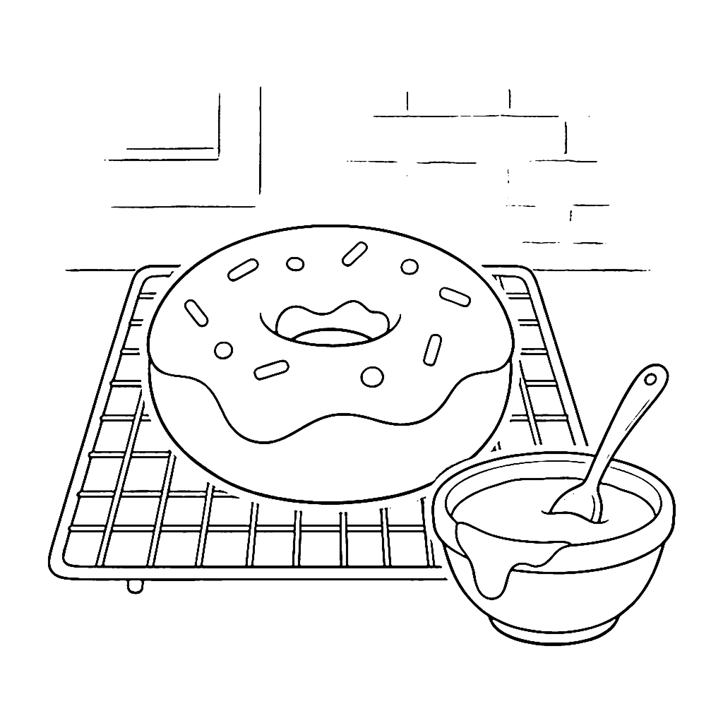Donut Glazing Treat coloring page outline