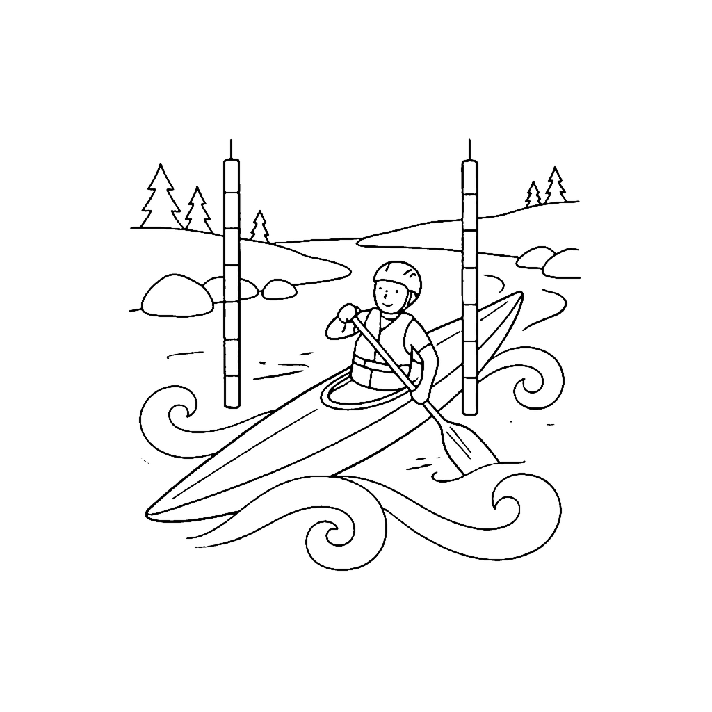 Canoe Slalom Gate coloring page outline