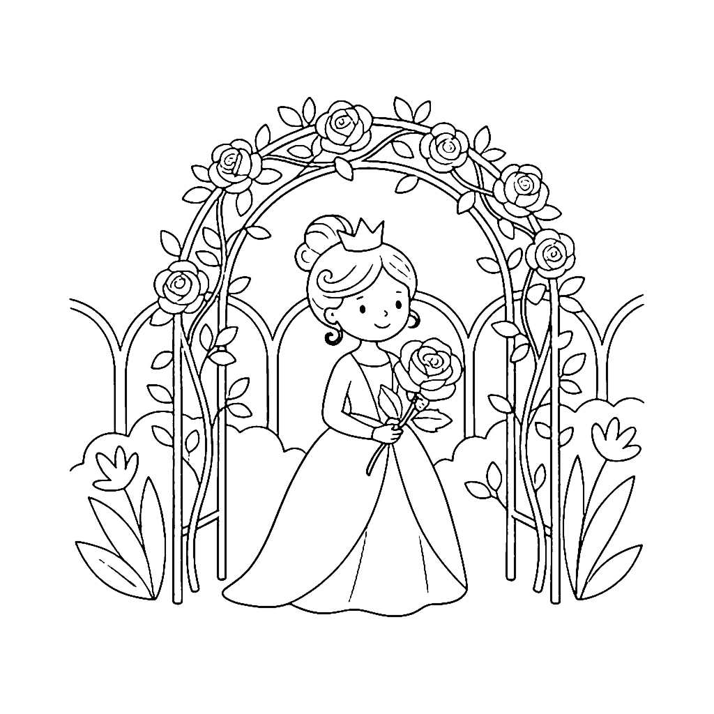 Princess Rose Bower coloring page outline