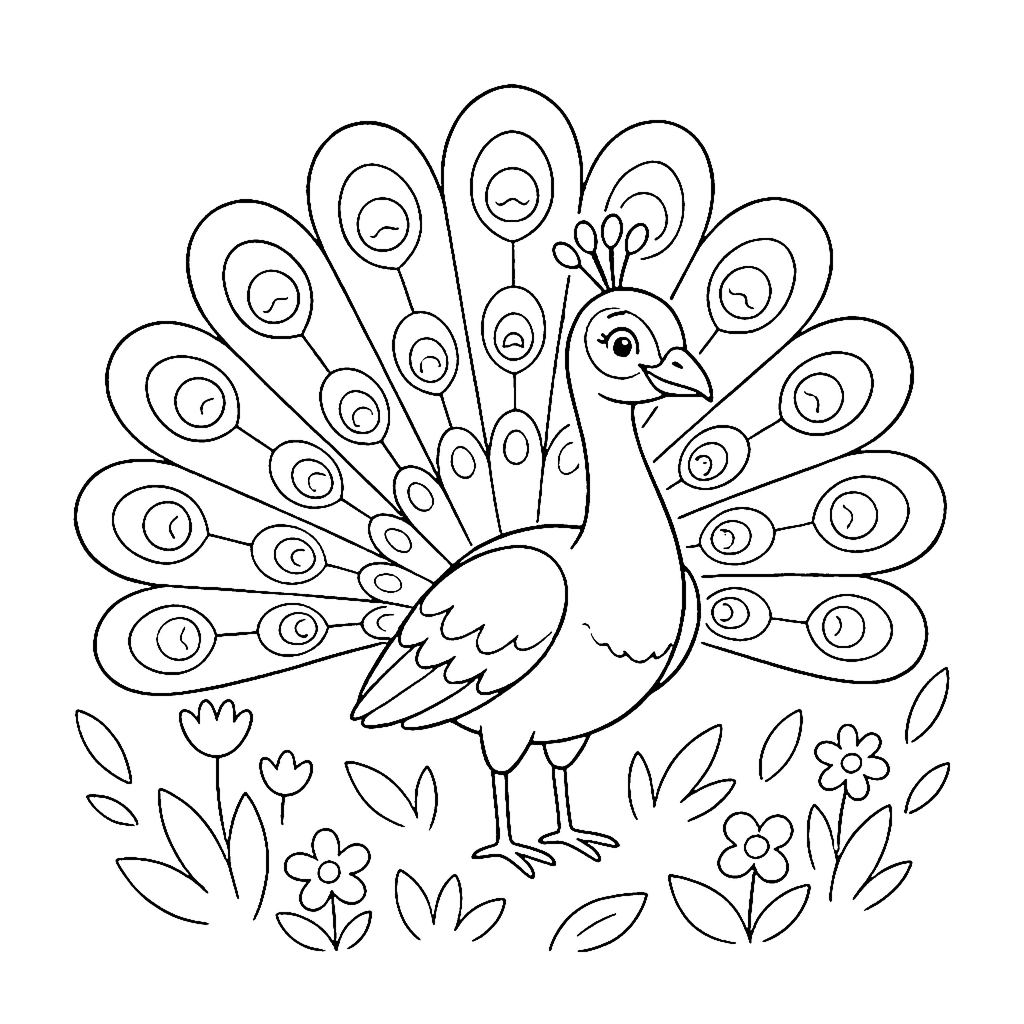 Peacock Feather Display coloring page outline