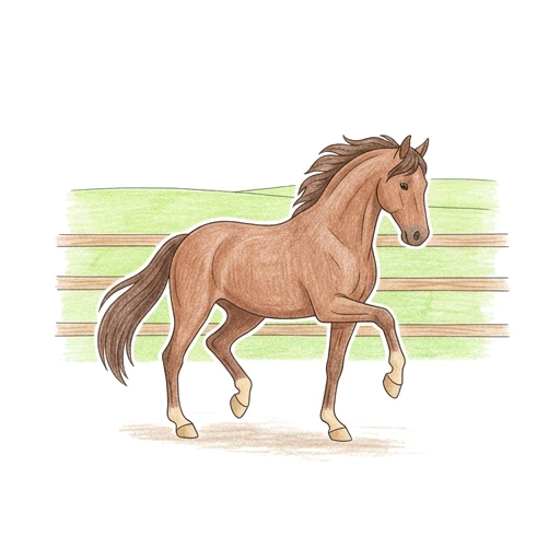 Horse coloring page: Dressage Horse Pose, colored example